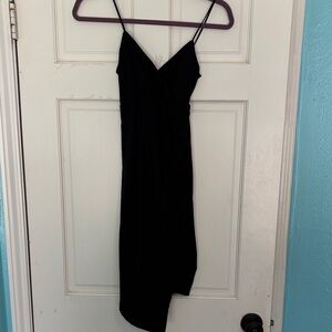 Black Midi Asymmetrical Dress